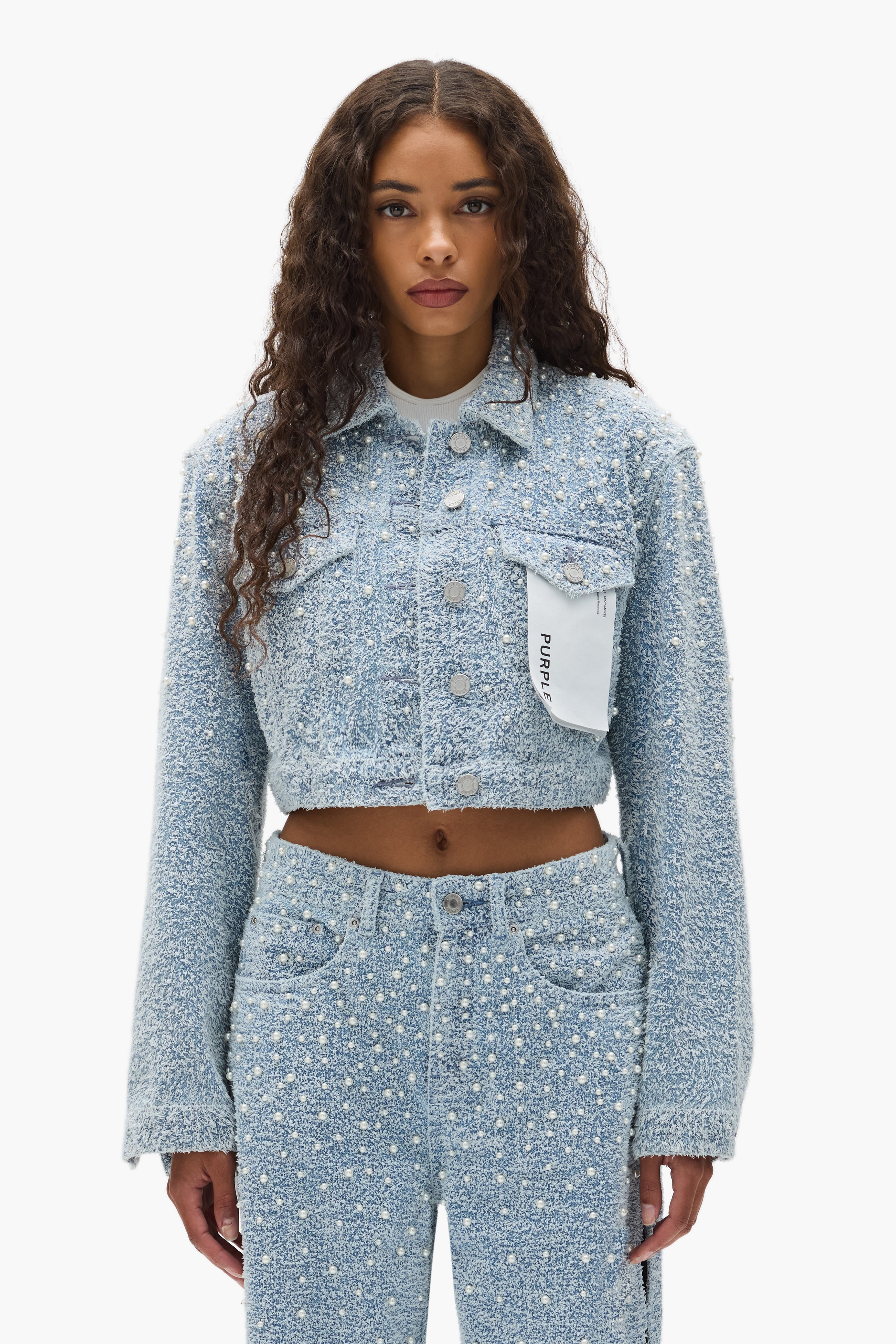 Cropped Textured Pearl Jacket