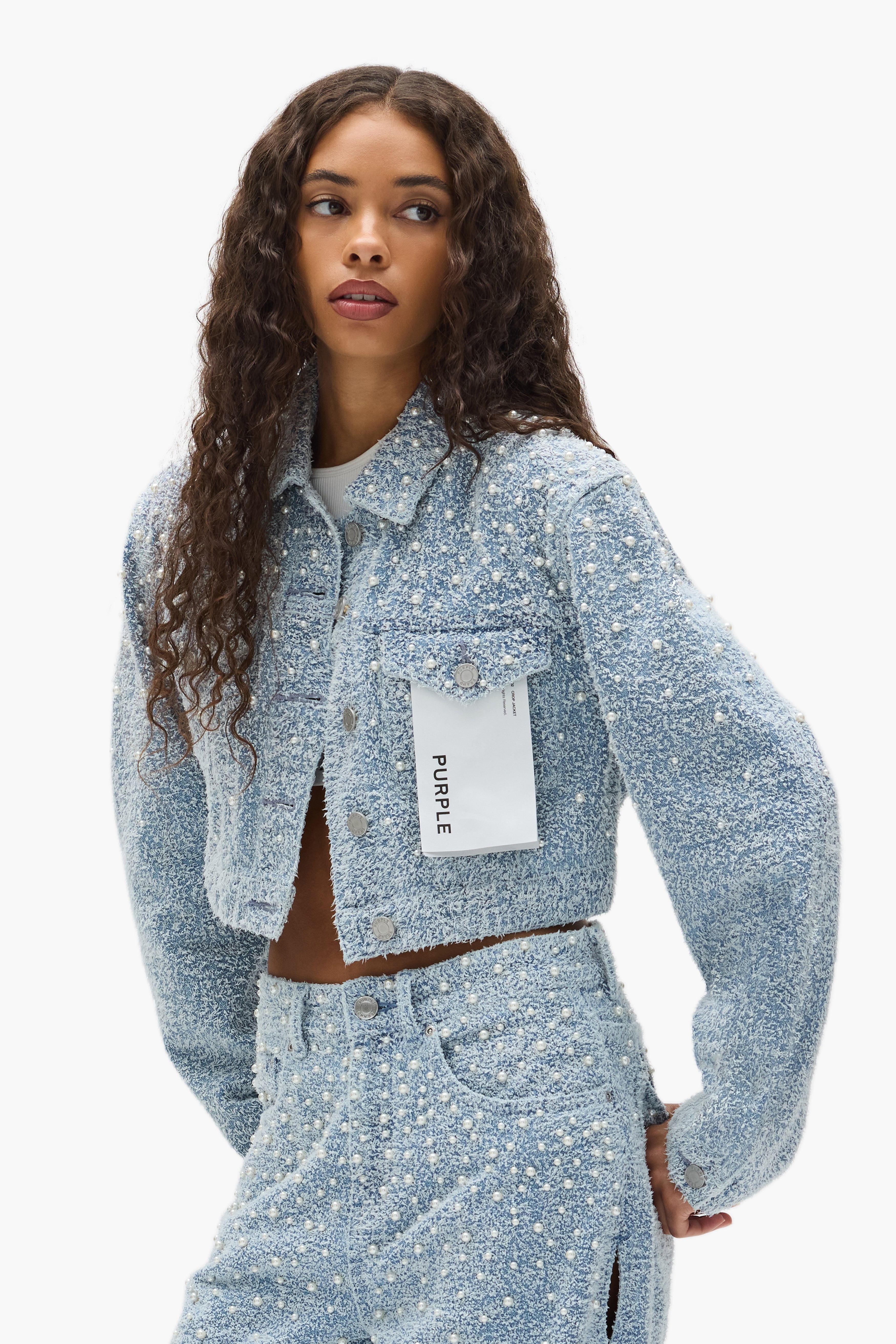 Cropped Textured Pearl Jacket